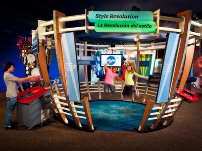 Children exploring the Style Revolution exhibit from MathAlive! exhibition.jpg