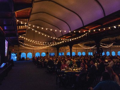 Image of Thalhimer Pavilion lecture at night by Michael Simon